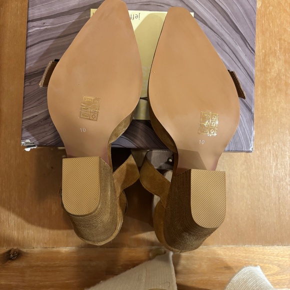 New Free People x Jeffrey Campbell Tan Suede Hendrix Strap Heels Size 10 - Picture 15 of 15